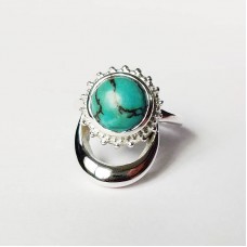 Natural Turquoise Silver Moon and Sun Ring
